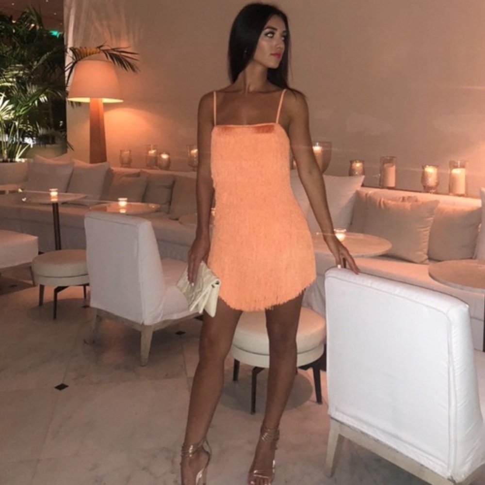 New NBD sunrise mini fringe dress Small